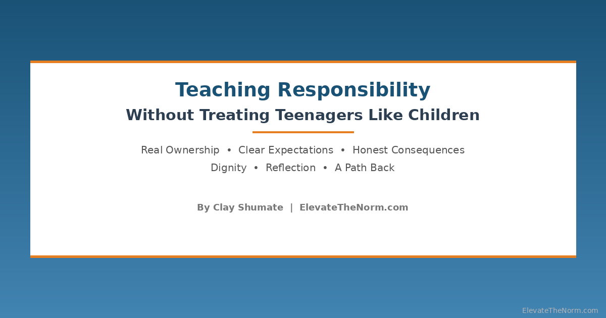 Professional header graphic for article about teaching responsibility to middle and high school students while respecting their dignity