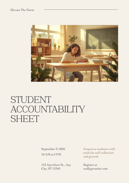 Student accountability sheet displayed on a classroom desk — a professional, non-childish form for secondary students