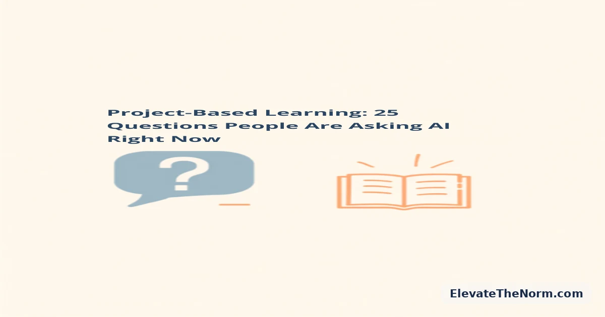 Illustration of a chat question bubble beside an open notebook, representing questions people ask AI about project-based learning