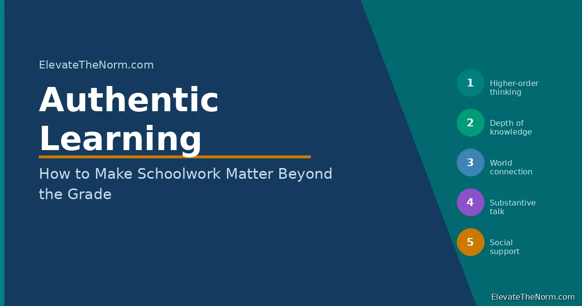 authentic learning framework five standards Newmann featured image for ElevateTheNorm.com