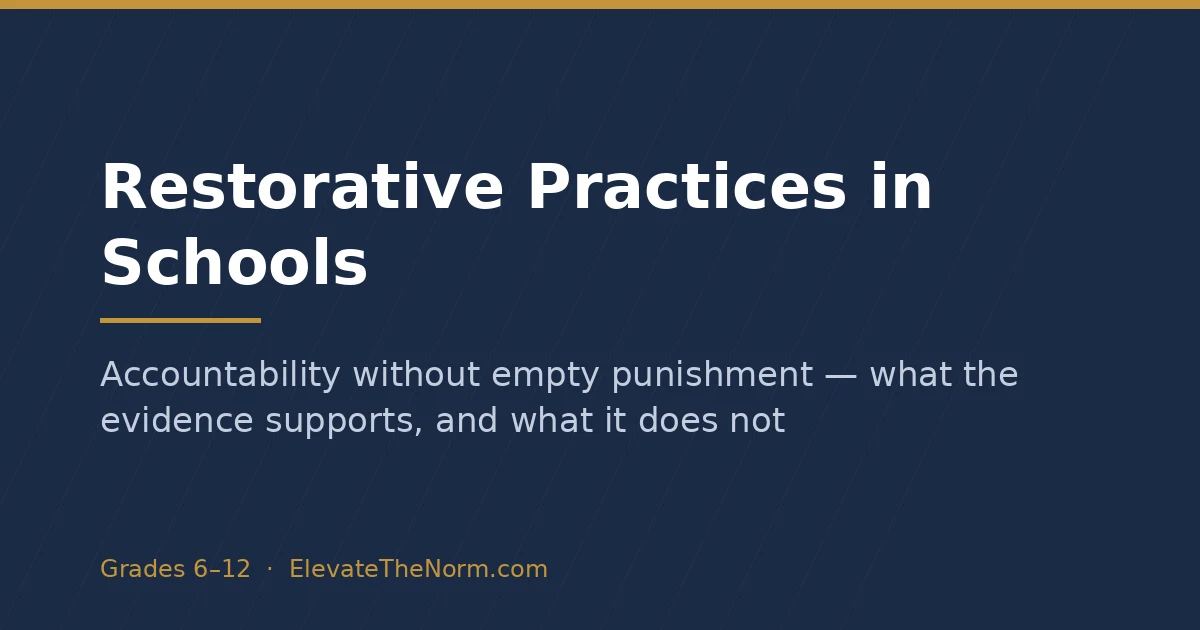 Title graphic for an article on restorative practices in schools for grades 6-12