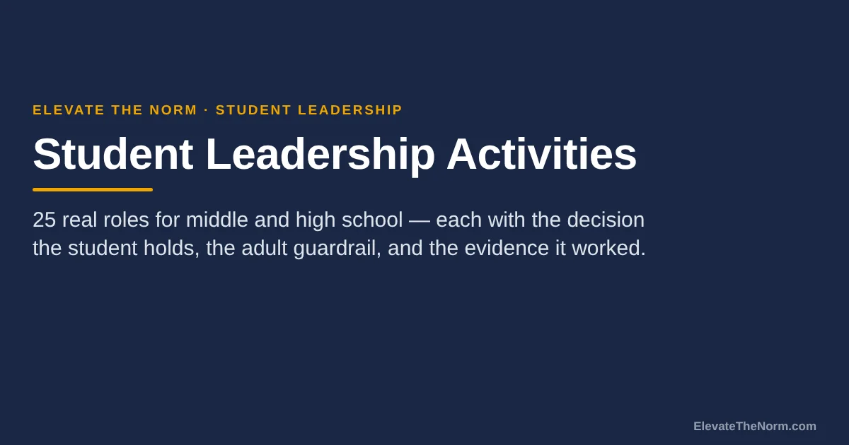 Student Leadership Activities: 25 Real Roles for Middle and High School